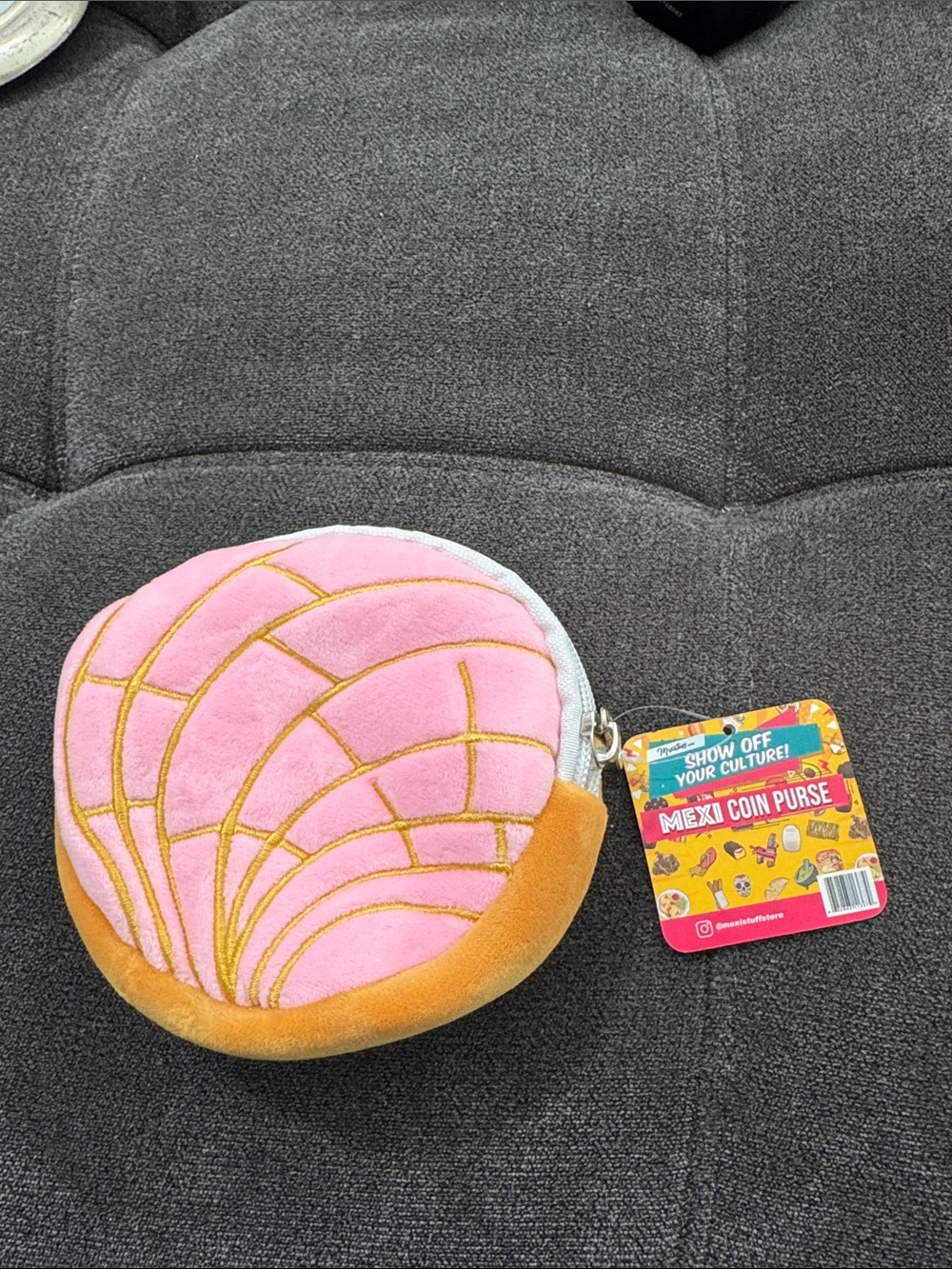 Concha Sweet Bread Coin Purse - Pink & Tan
